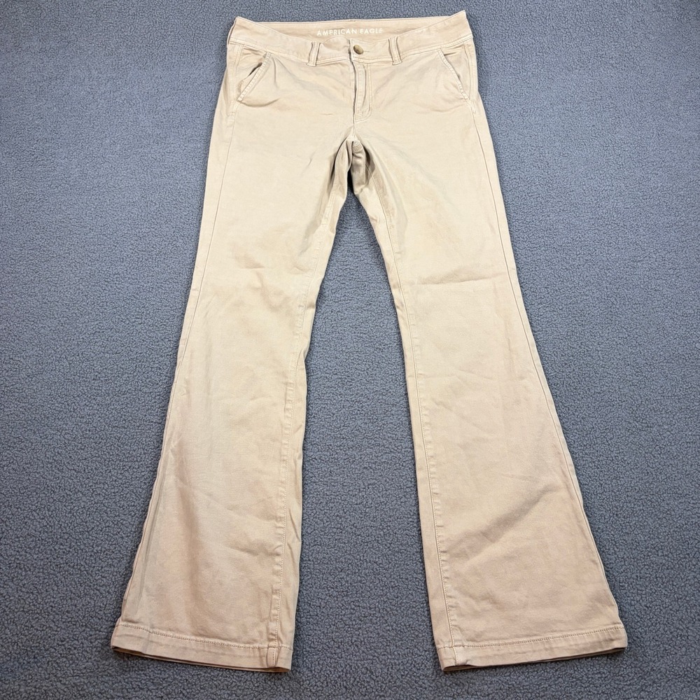 American Eagle Pants Womens 14 Tan Kick Boot Super Stretch Chino Khaki Trousers